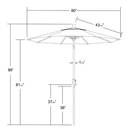 California Umbrella 7.5' White Aluminum Market Patio Umbrella, Sunbrella Gateway Mist 194061338193